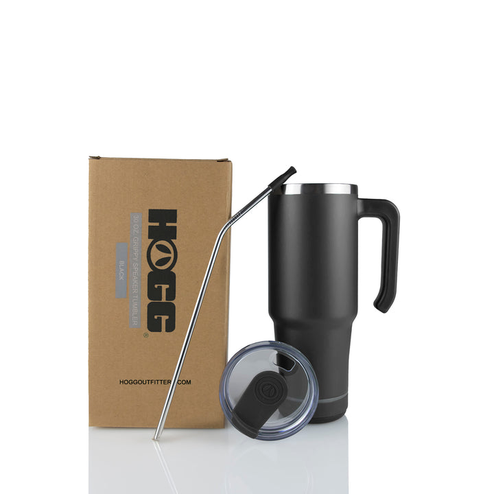 30oz Powder Coated Grippy Speaker Tumbler — Black