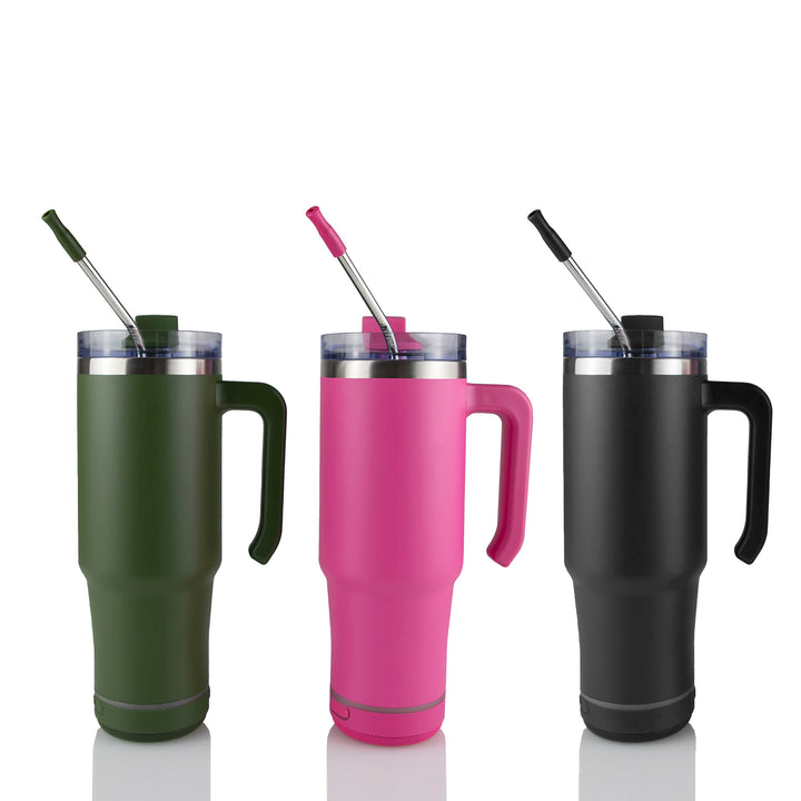 30oz Powder Coated Grippy Speaker Tumbler — Black