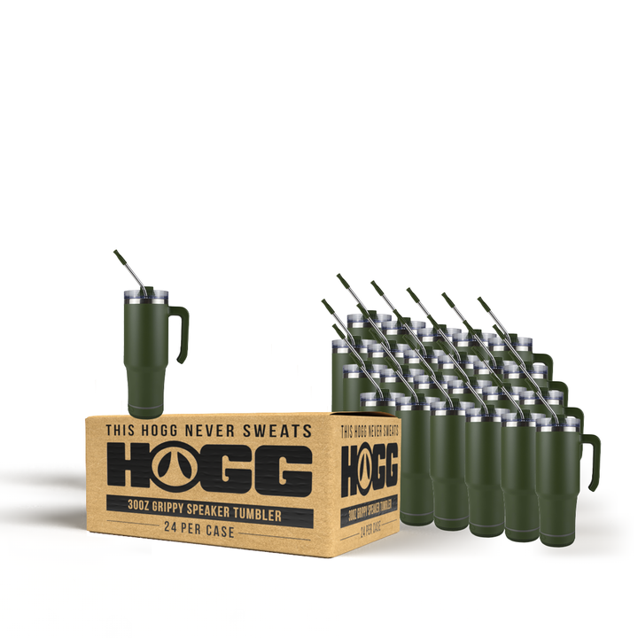 30oz Powder Coated Grippy Speaker Tumbler Case (24 Units) — Hunter Green