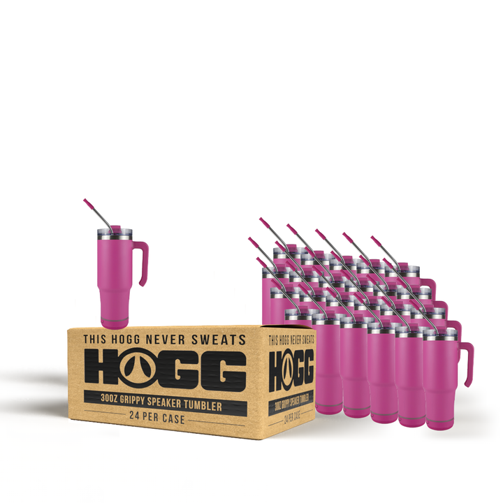 30oz Powder Coated Grippy Speaker Tumbler Case (24 Units) — Pink