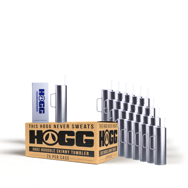 30oz Hoggdle Skinny Tumbler W/ Sliding Lid & Straw Case (25 Units)