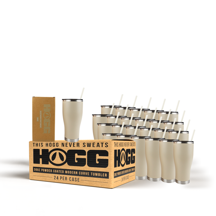 30oz Powder Coated Modern Curve Tumbler Case — Beige