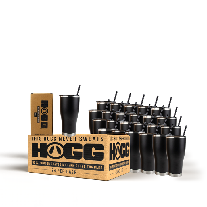 30oz Powder Coated Modern Curve Tumbler Case — Black