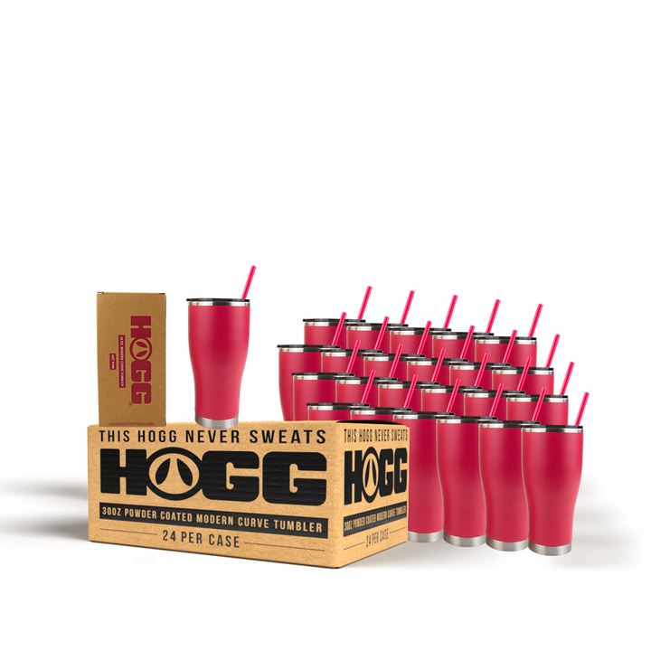 30oz Powder Coated Modern Curve Tumbler Case — Hot Pink