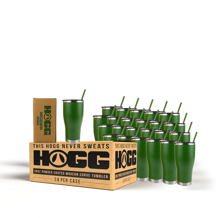 30oz Powder Coated Modern Curve Tumbler Case — Hunter Green
