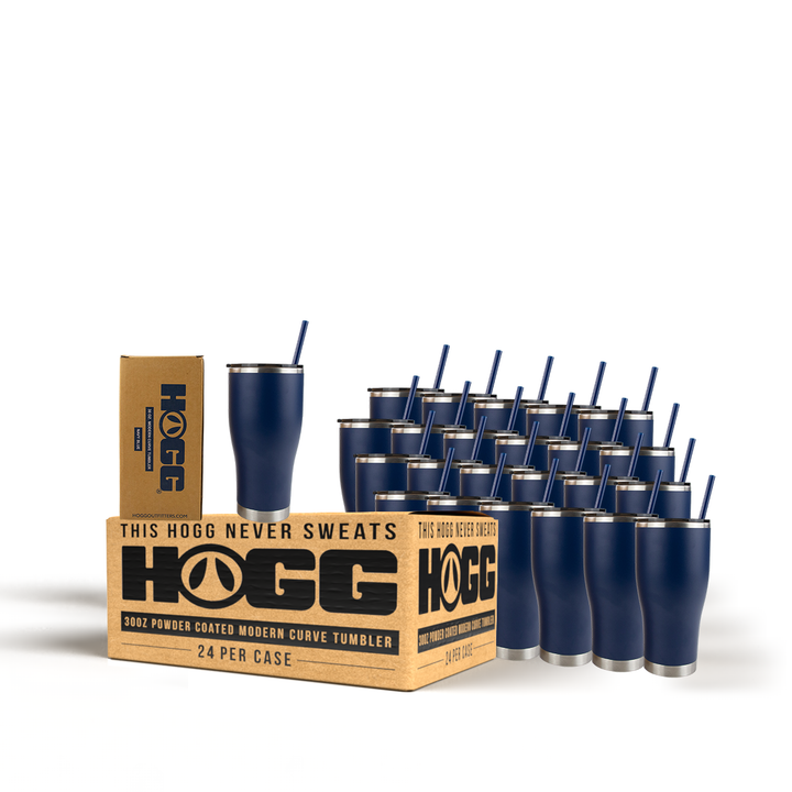 30oz Powder Coated Modern Curve Tumbler Case — Navy Blue
