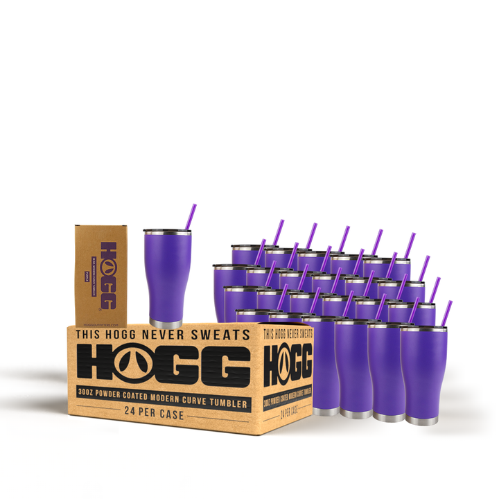 30oz Powder Coated Modern Curve Tumbler Case — Purple