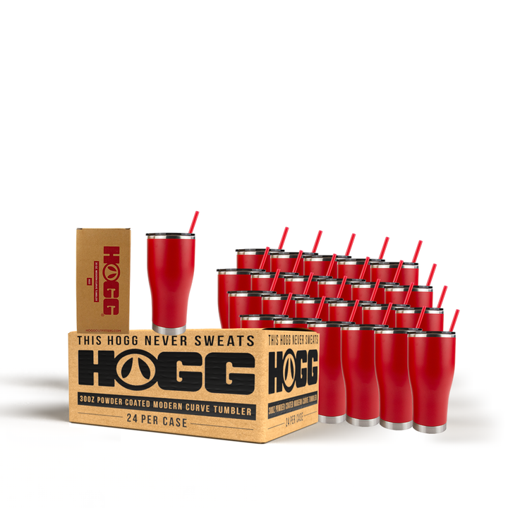 30oz Powder Coated Modern Curve Tumbler Case — Red