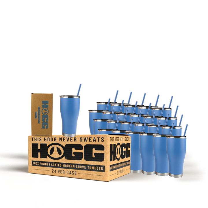 30oz Powder Coated Modern Curve Tumbler Case — Steel Blue