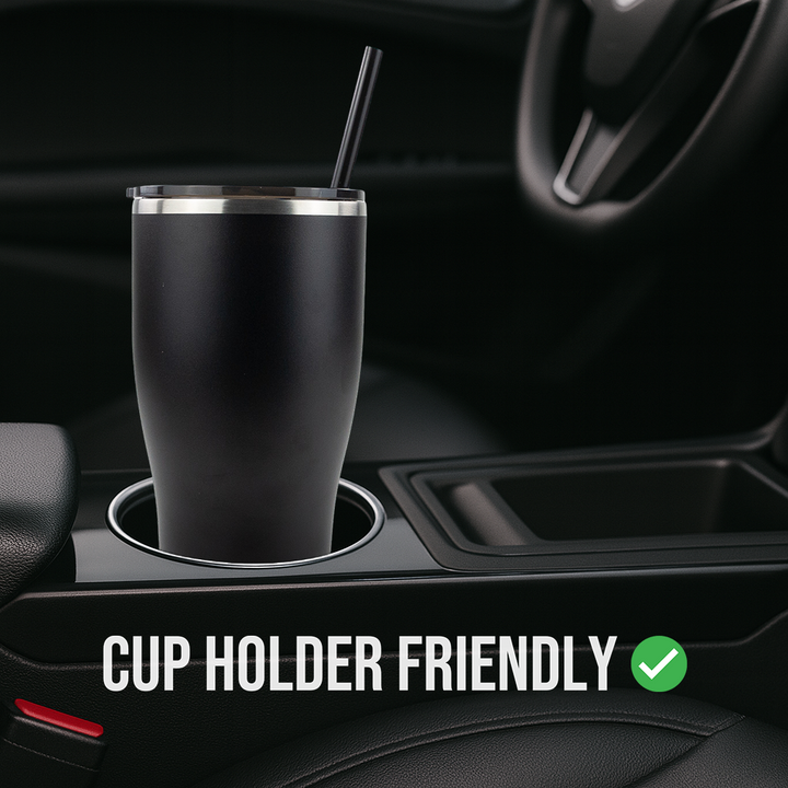 30oz Powder Coated Modern Curve Tumbler Case — Black