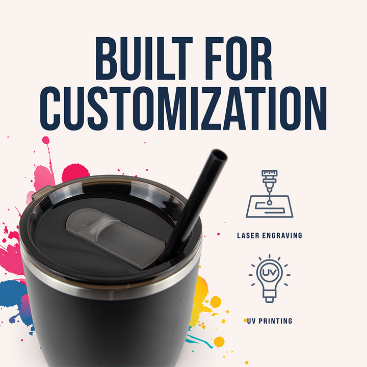 30oz Powder Coated Modern Curve Tumbler Case — Black