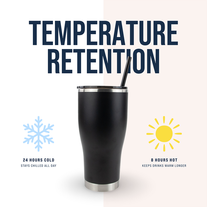 30oz Powder Coated Modern Curve Tumbler Case — Black