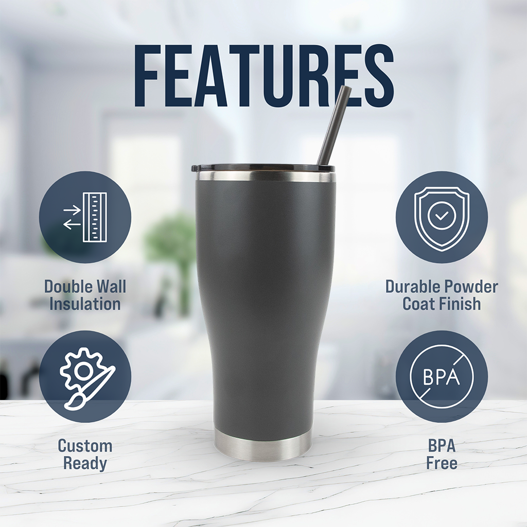 30oz POWDER COATED MODERN CURVE TUMBLER CASE