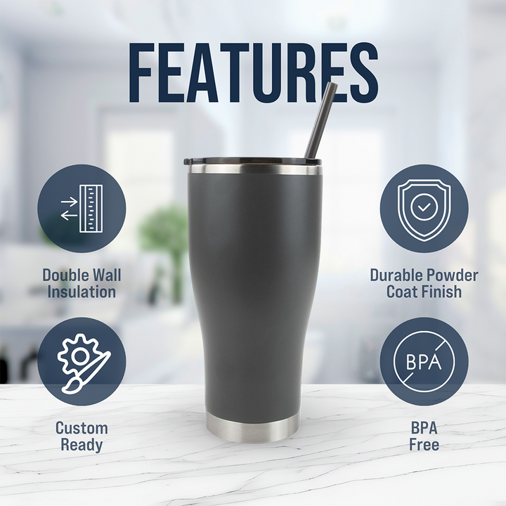 30oz Powder Coated Modern Curve Tumbler Case