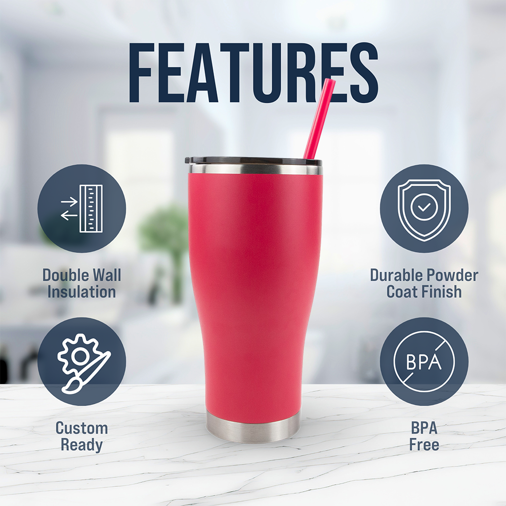 30oz POWDER COATED MODERN CURVE TUMBLER CASE