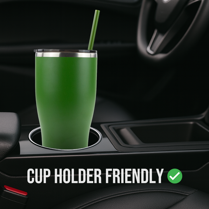 30oz Powder Coated Modern Curve Tumbler Case — Green
