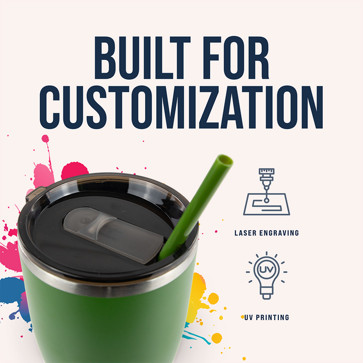 30oz Powder Coated Modern Curve Tumbler Case — Green