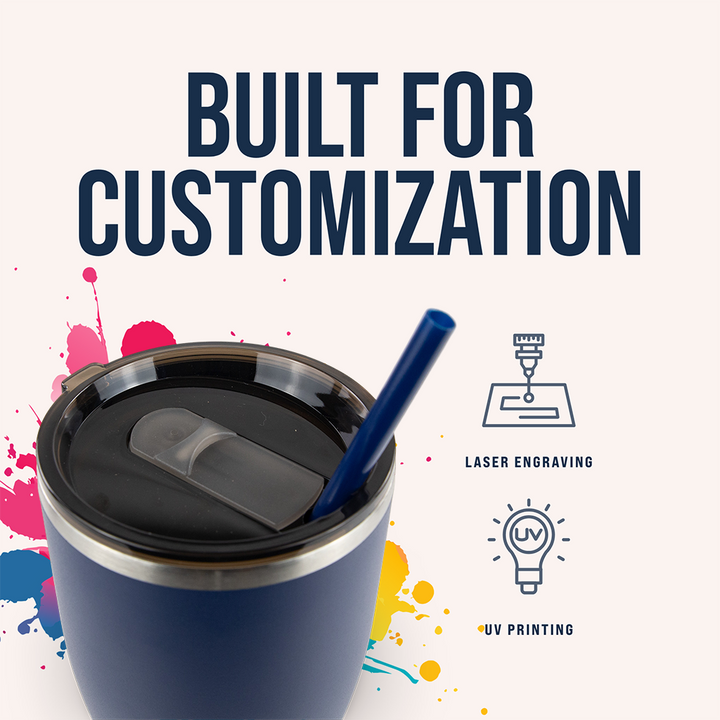 30oz Powder Coated Modern Curve Tumbler Case — Blue