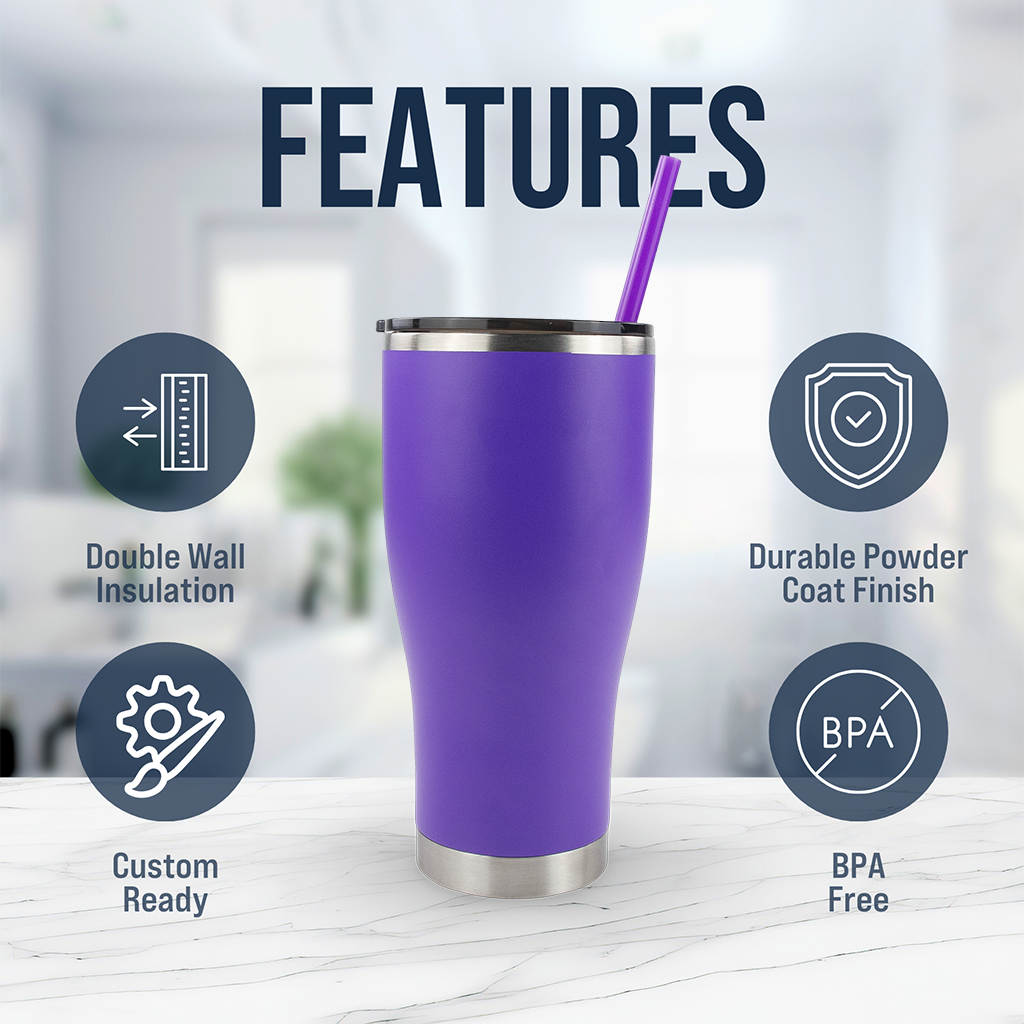 30oz POWDER COATED MODERN CURVE TUMBLER
