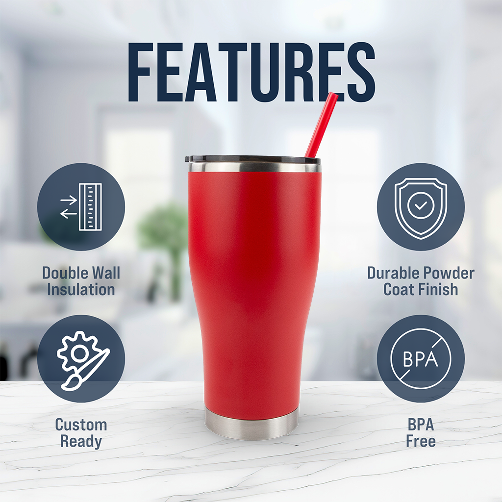 30oz POWDER COATED MODERN CURVE TUMBLER CASE