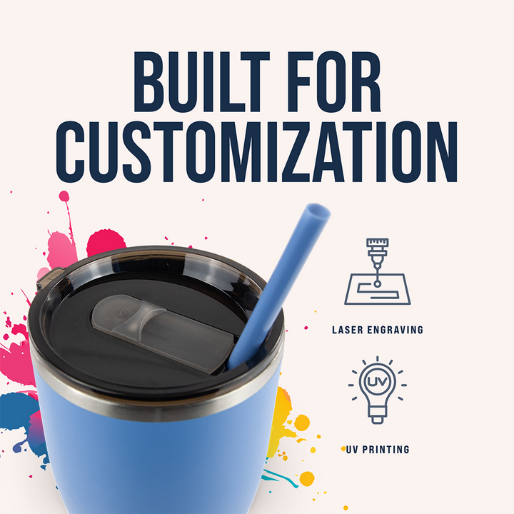 30oz Powder Coated Modern Curve Tumbler Case — Blue