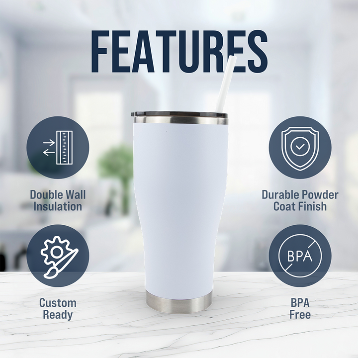 30oz Powder Coated Modern Curve Tumbler