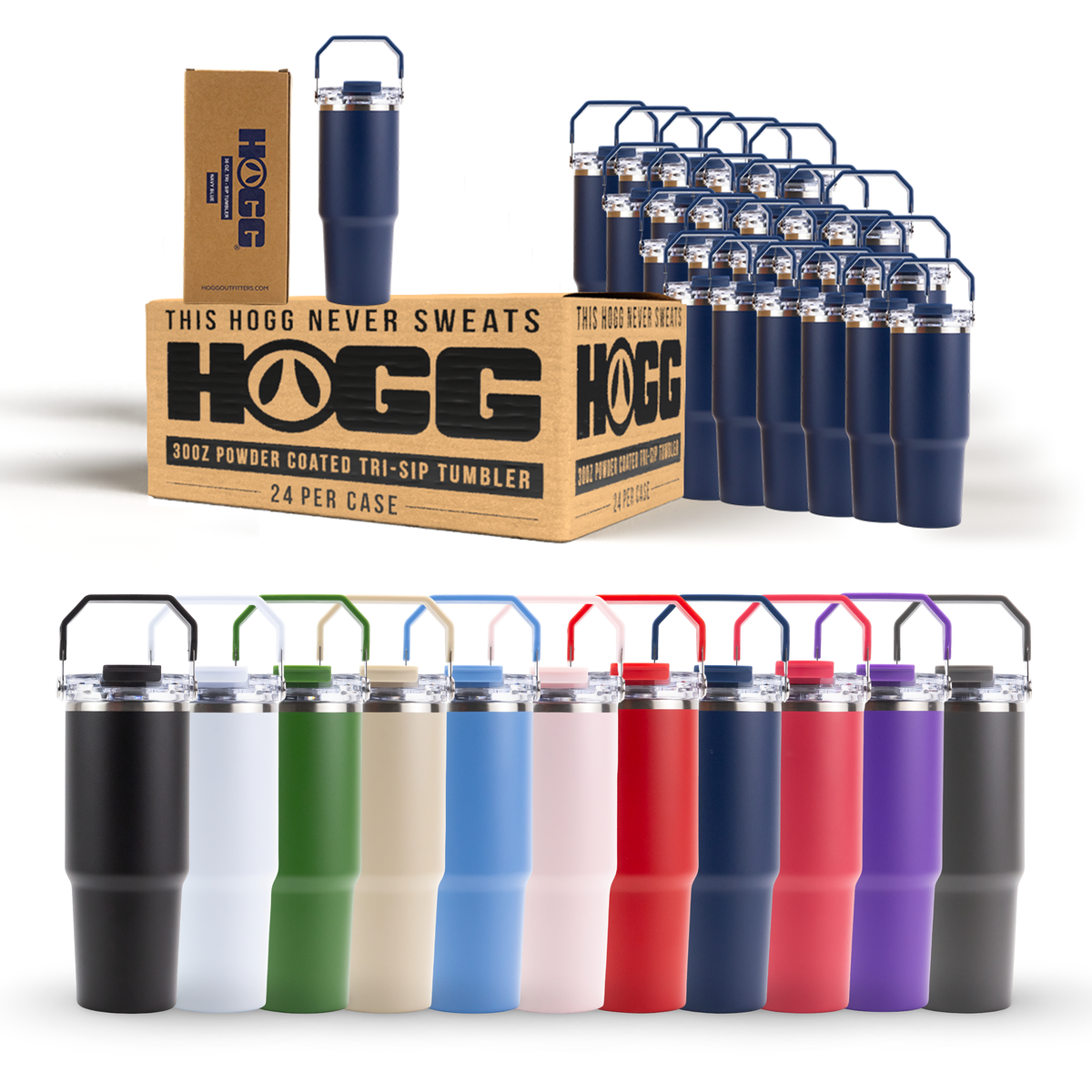 30oz Powder Coated Tri-Sip Tumbler Case (24 Units)