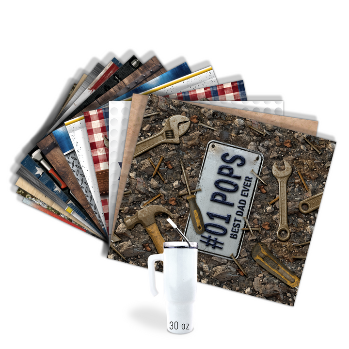 Assorted Ready to Press Sublimation Tumbler Prints (14 Pack) - Father's Day 2025 — 30oz Grippy
