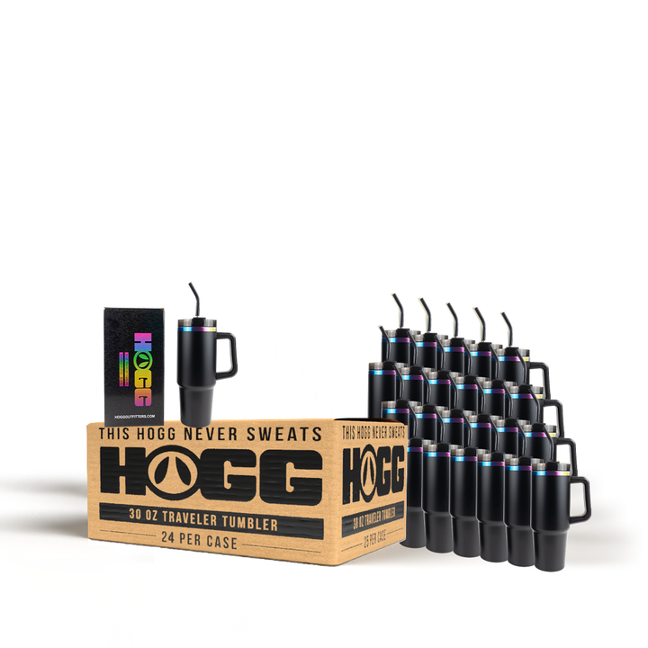 30oz Powder Coated Traveler Tumbler Case (24 Units) | Rainbow Black