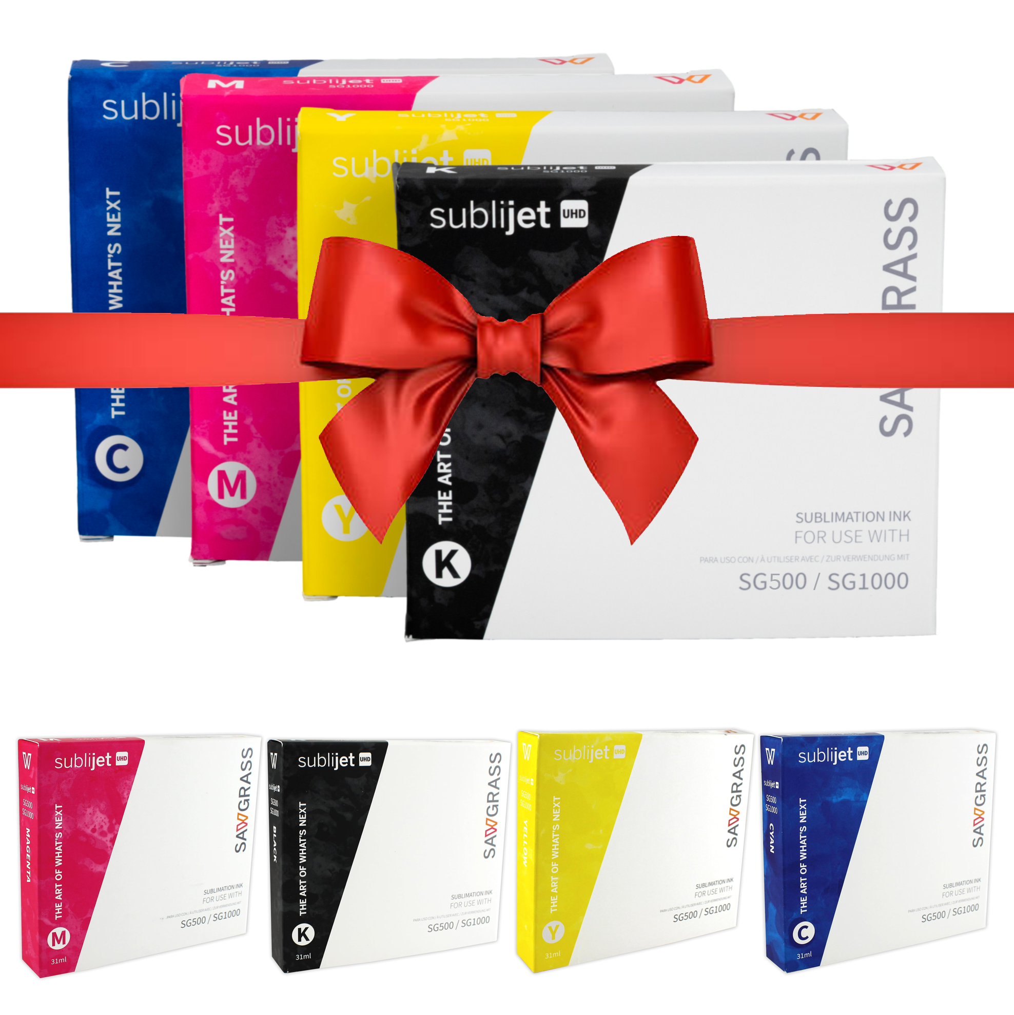 Sublijet Ink Set - 31ml - Cyan Magenta Yellow and Black - SAWGRASS INK FOR SG500/SG1000