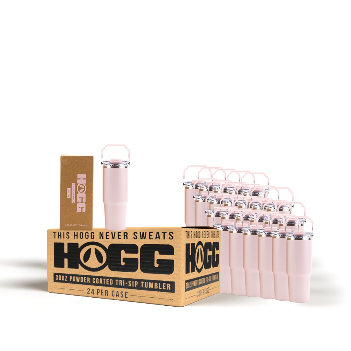 30oz Powder Coated Tri-Sip Tumbler Case (24 Units) - Light Pink