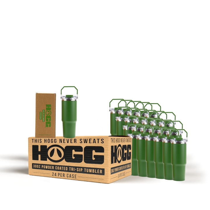 30oz Powder Coated Tri-Sip Tumbler Case (24 Units) - Hunter Green