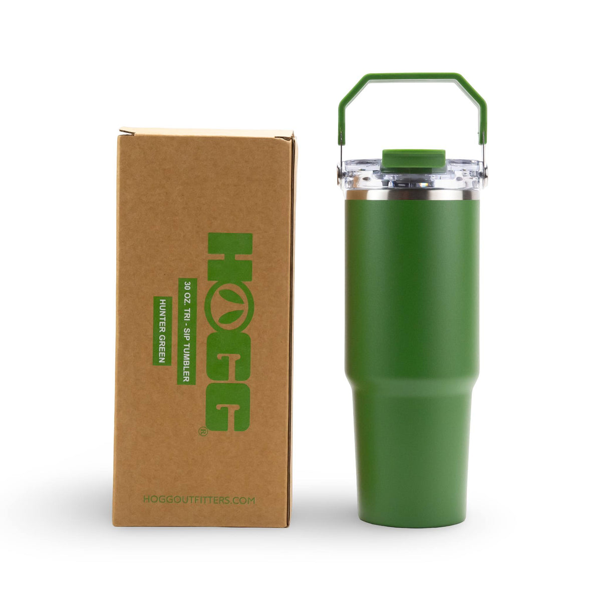 30oz Powder Coated Tri-Sip Tumbler Case (24 Units) - Hunter Green