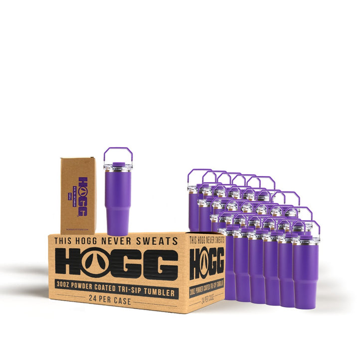 30oz Powder Coated Tri-Sip Tumbler Case (24 Units) - Purple