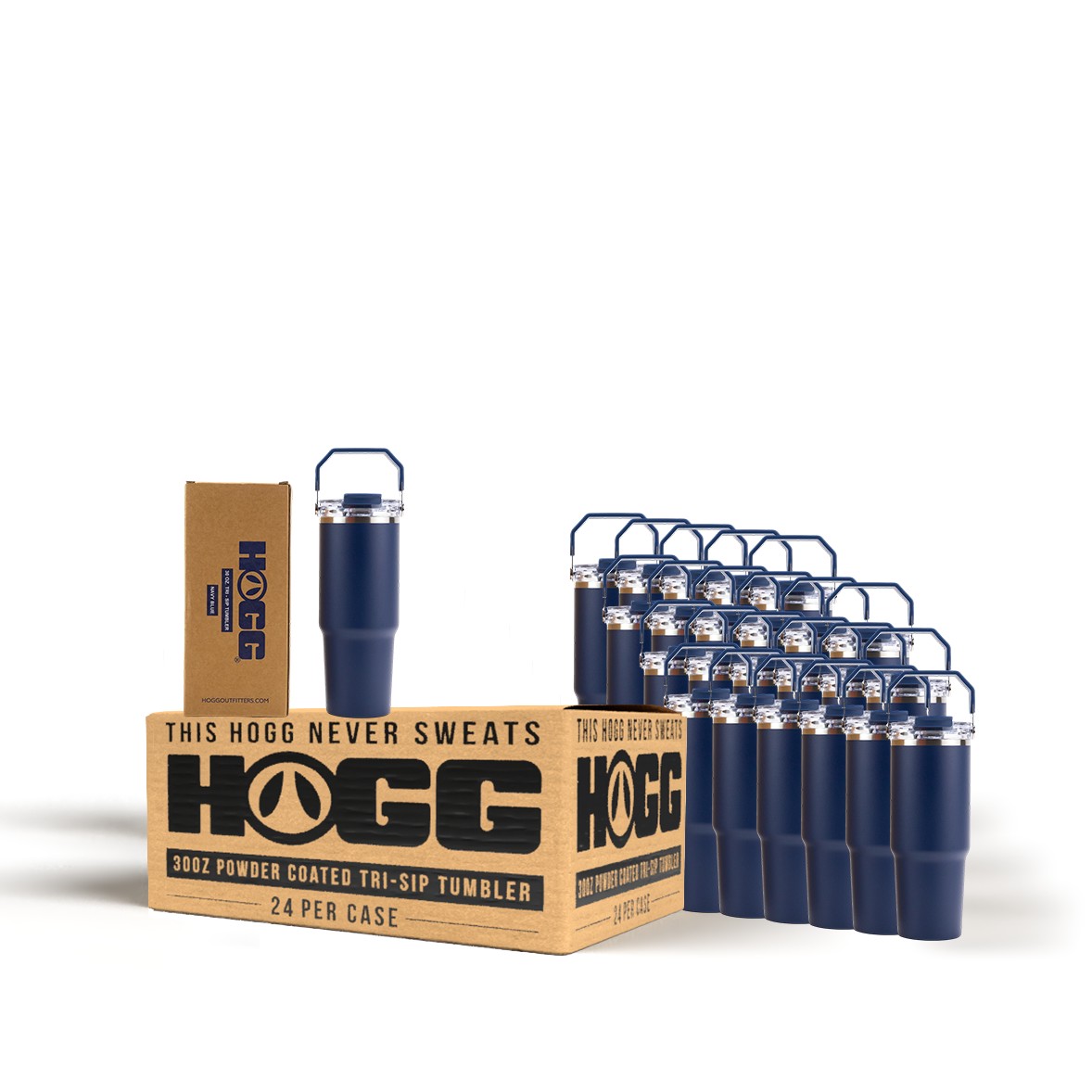 30oz Powder Coated Tri-Sip Tumbler Case (24 Units) - Navy Blue