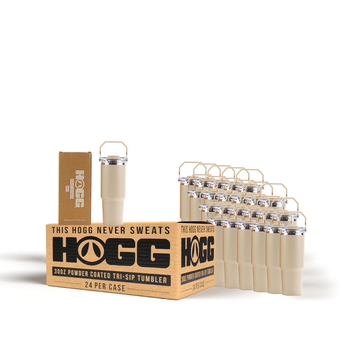 30oz Powder Coated Tri-Sip Tumbler Case (24 Units) - Beige