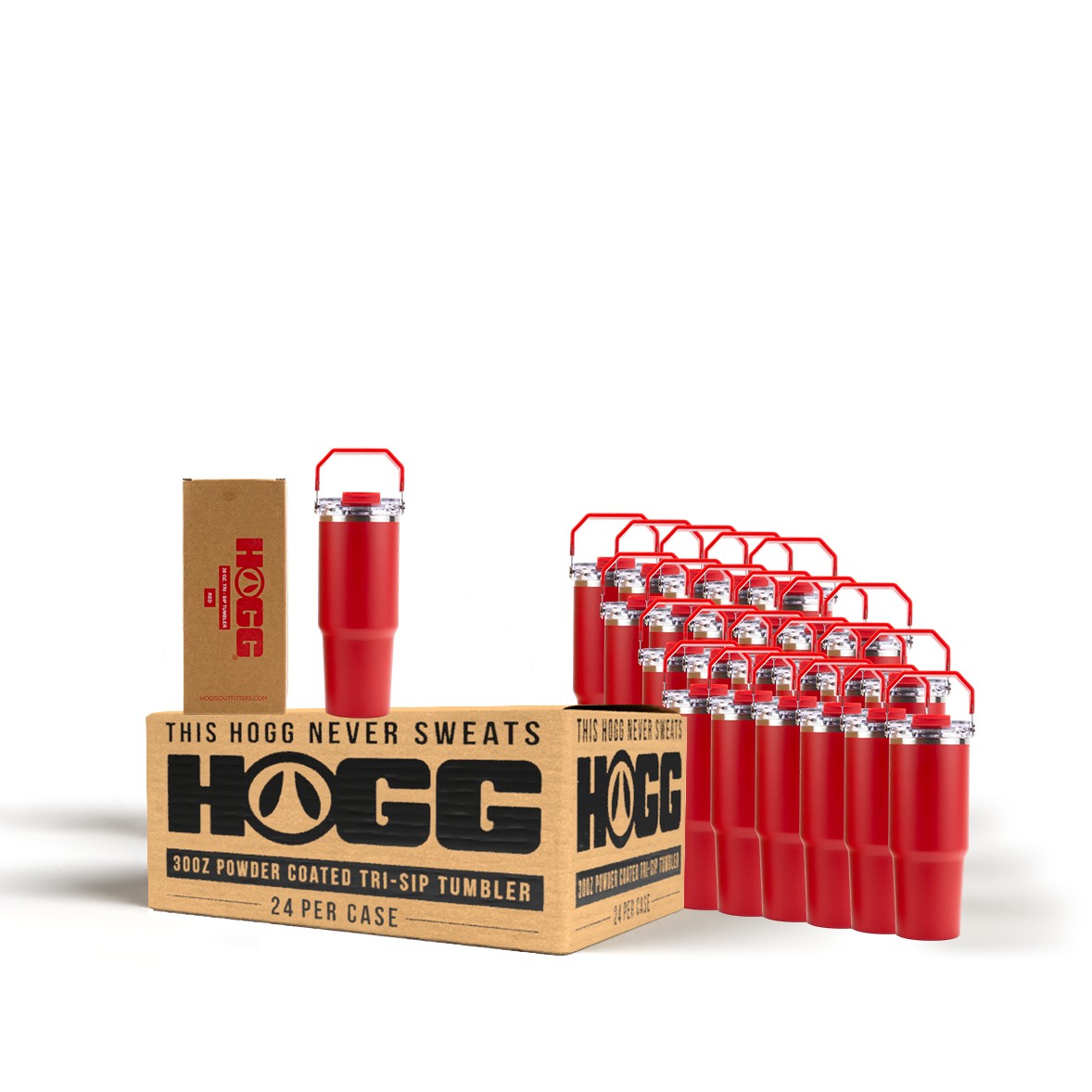 30oz Powder Coated Tri-Sip Tumbler Case (24 Units) - Red