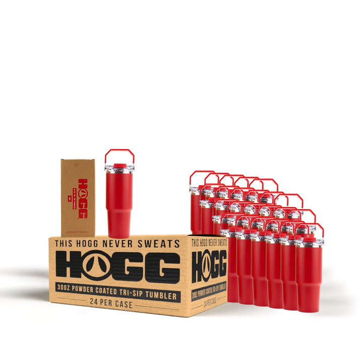30oz Powder Coated Tri-Sip Tumbler Case (24 Units) - Red