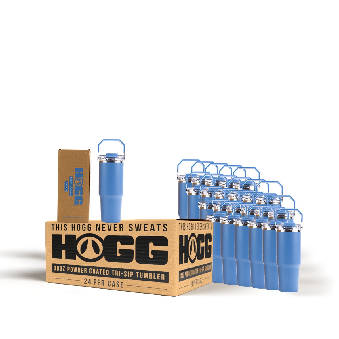 30oz Powder Coated Tri-Sip Tumbler Case (24 Units) - Steel Blue