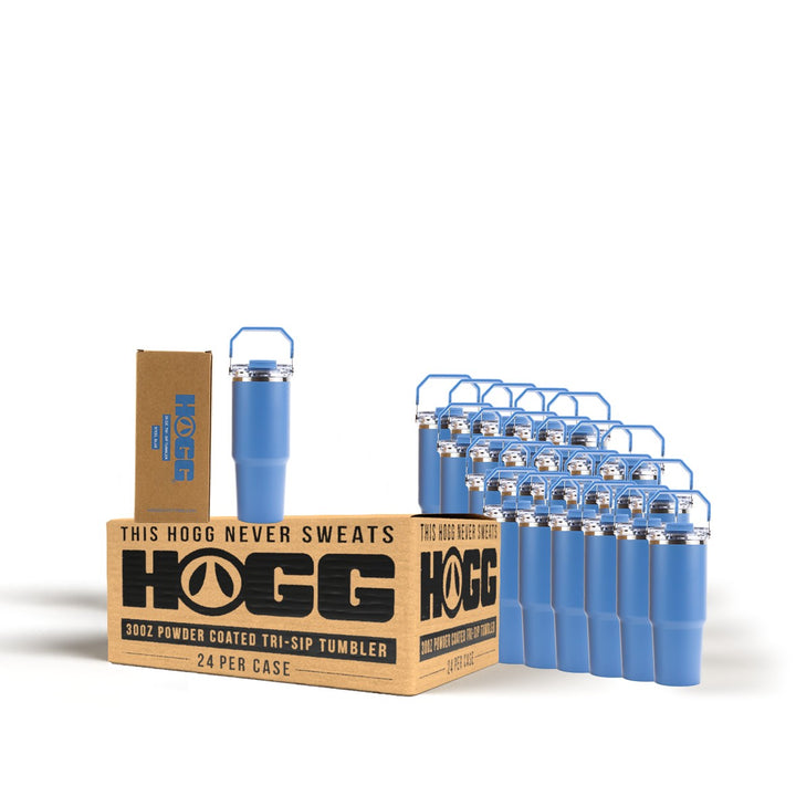 30oz Powder Coated Tri-Sip Tumbler Case (24 Units) - Steel Blue