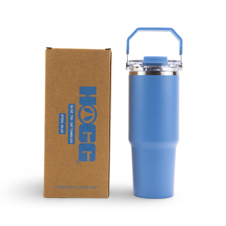 30oz Powder Coated Tri-Sip Tumbler Case (24 Units) - Steel Blue