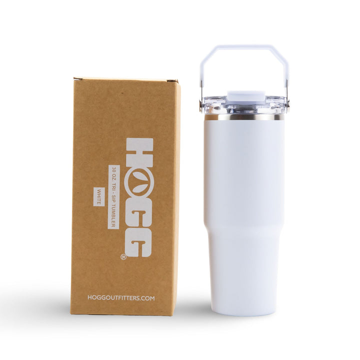30oz Powder Coated Tri-Sip Tumbler Case (24 Units) - White