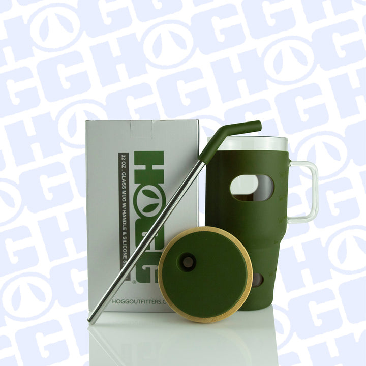 32oz Glass Mug W/ Handle & Sleeve