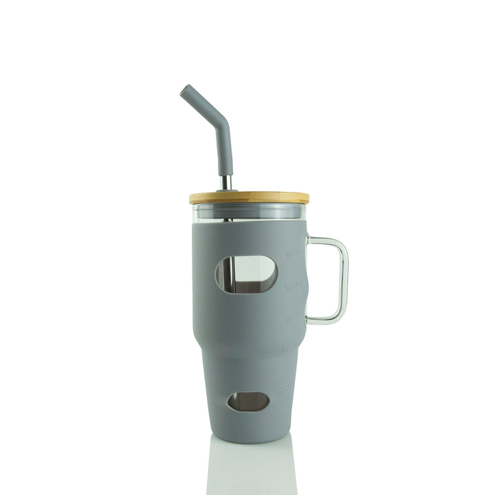 32oz Glass Mug W/ Handle & Sleeve — Ash