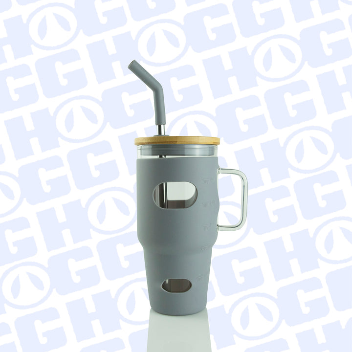 32oz Glass Mug W/ Handle & Sleeve — Ash