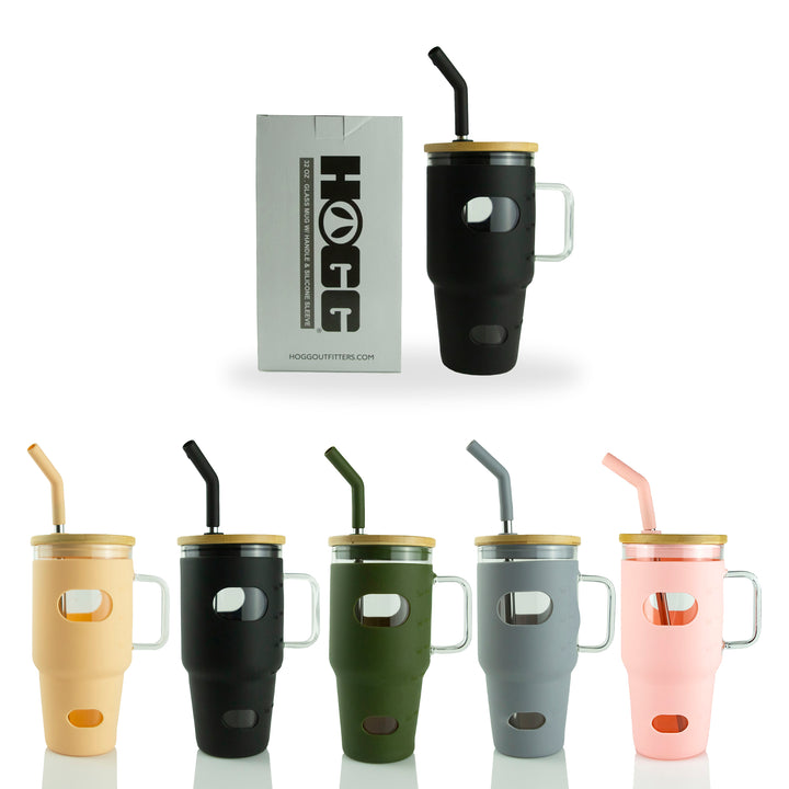 32oz Glass Mug W/ Handle & Sleeve — Color Assortment