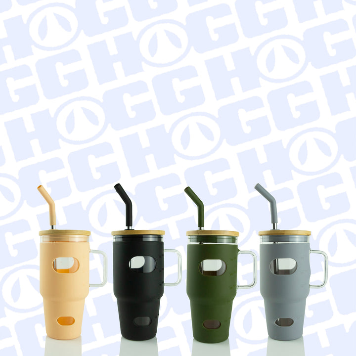 32oz Glass Mug W/ Handle & Sleeve — Color Assortment