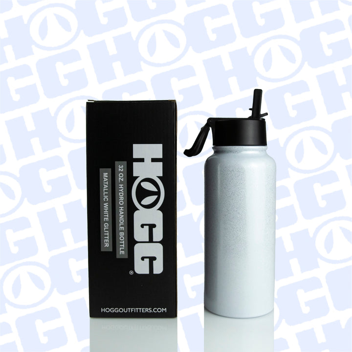 32oz Sublimatable Metallic Glitter Hydro Handle Bottle - White
