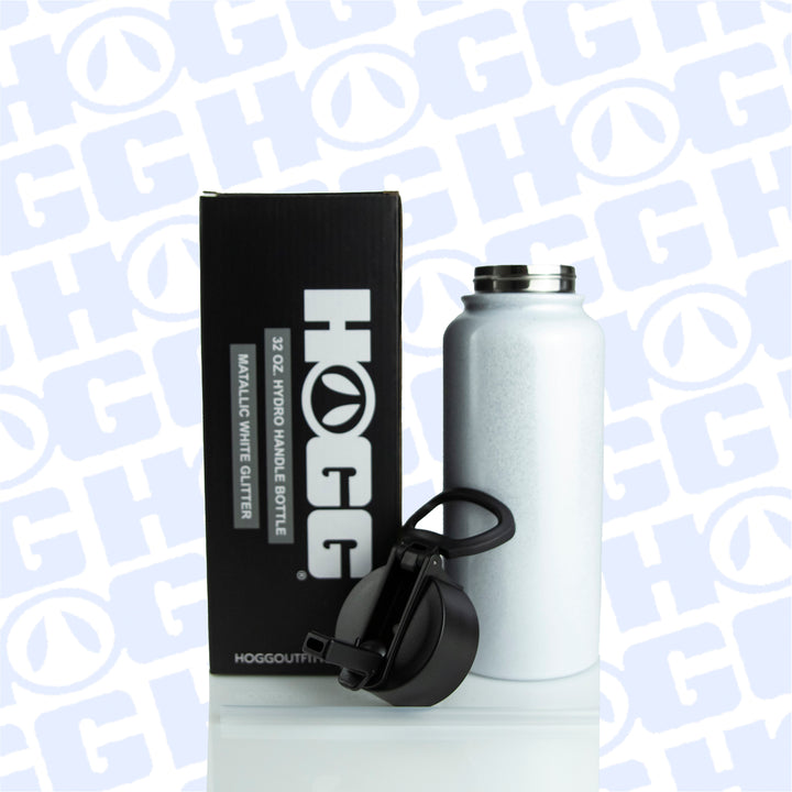 32oz Sublimatable Metallic Glitter Hydro Handle Bottle - White