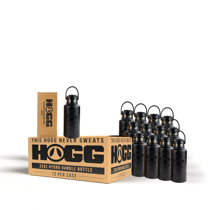 32oz Powder Coated Hydro Hound Tumbler Case (12 Units) — Matte Black w/ Shiny Paws